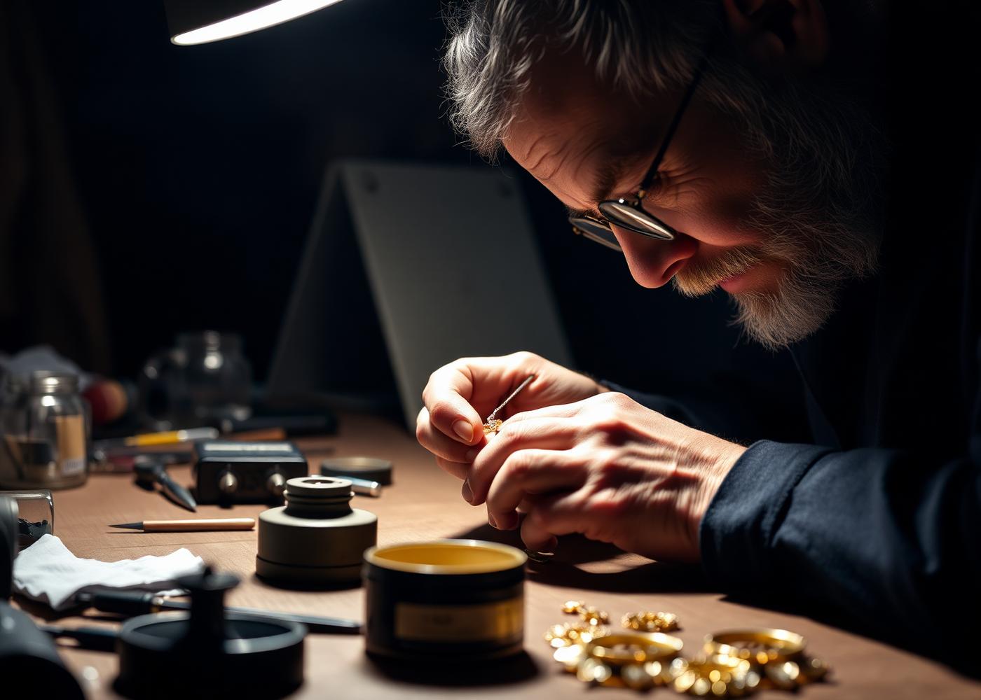 Goldschmied in der Meisterwerkstatt